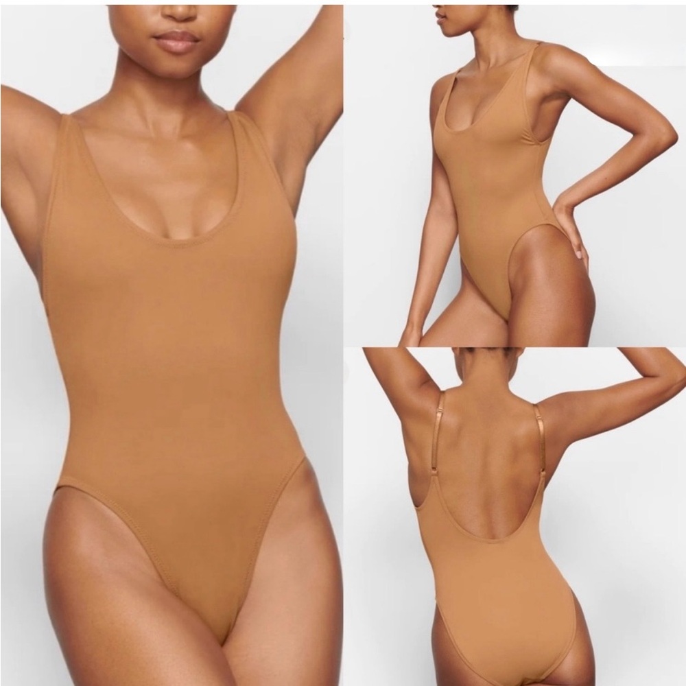 Scoop Neck High-Cut One-Piece Swimsuit - desert